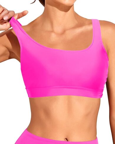 Holipick Women's Sports Bra Bikini Top Criss Cross Swim Top Scoop Neck Bathing Suit Top Swimsuit Top Only in Kuwait