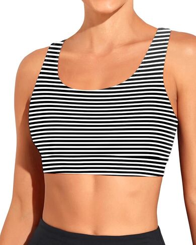 Holipick Women's Sports Bra Bikini Top Criss Cross Swim Top Scoop Neck Bathing Suit Top Swimsuit Top Only in Kuwait