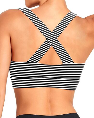 Holipick Women's Sports Bra Bikini Top Criss Cross Swim Top Scoop Neck Bathing Suit Top Swimsuit Top Only in Kuwait