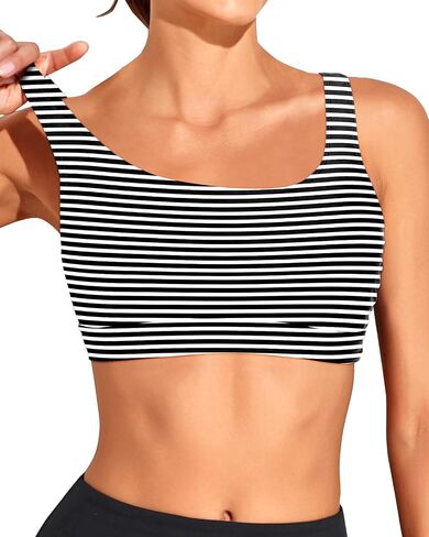 Holipick Women's Sports Bra Bikini Top Criss Cross Swim Top Scoop Neck Bathing Suit Top Swimsuit Top Only in Kuwait