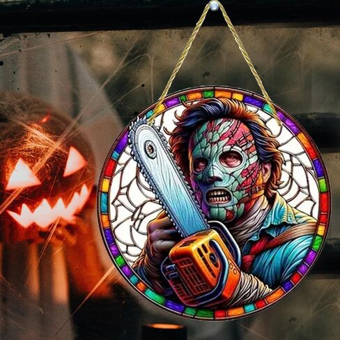 Halloween Acrylic Window Hanging Decorations，Round Home Decor Demon Window Decor Wall Art for Garden Home Office Decoration (Halloween Style - 1 Pcs) in Saudi Arabia