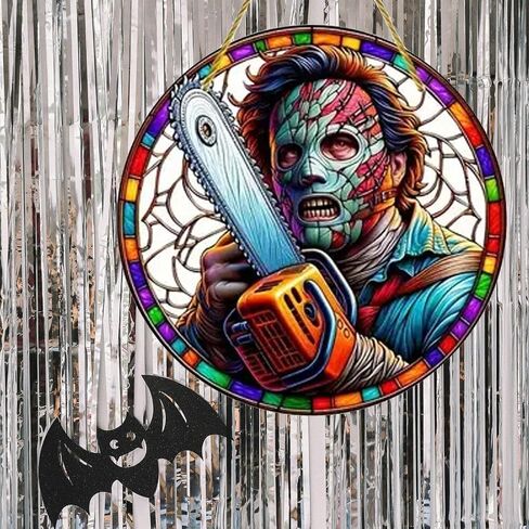 Halloween Acrylic Window Hanging Decorations，Round Home Decor Demon Window Decor Wall Art for Garden Home Office Decoration (Halloween Style - 1 Pcs) in Saudi Arabia