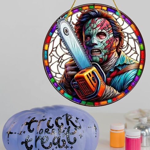Halloween Acrylic Window Hanging Decorations，Round Home Decor Demon Window Decor Wall Art for Garden Home Office Decoration (Halloween Style - 1 Pcs) in Saudi Arabia