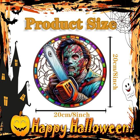 Halloween Acrylic Window Hanging Decorations，Round Home Decor Demon Window Decor Wall Art for Garden Home Office Decoration (Halloween Style - 1 Pcs) in Saudi Arabia