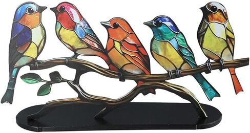 زينة تمثال الطيور vctitil، زينة الطيور الحرفية، تمثال الطيور المعدنية الملونة لديكورات المنزل، الطيور على فرع، الطيور نمط متعدد الألوان in Kuwait
