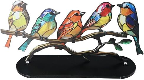 زينة تمثال الطيور vctitil، زينة الطيور الحرفية، تمثال الطيور المعدنية الملونة لديكورات المنزل، الطيور على فرع، الطيور نمط متعدد الألوان in Kuwait