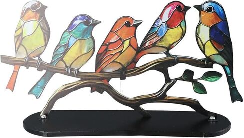 زينة تمثال الطيور vctitil، زينة الطيور الحرفية، تمثال الطيور المعدنية الملونة لديكورات المنزل، الطيور على فرع، الطيور نمط متعدد الألوان in Kuwait