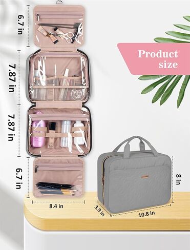 Toiletry Bag for Women, Travel Toiletry Bag with Hanging Hook Makeup Organizer, Waterproof Large Capacity Travel Bag for Accessories, Shampoo, Full Sized Container, Toiletries,Pink in Saudi Arabia