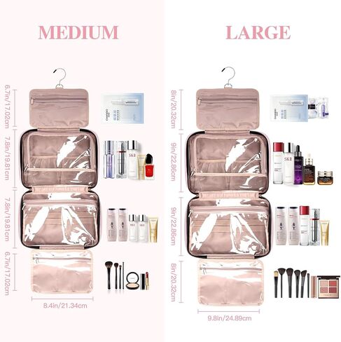 Toiletry Bag for Women, Travel Toiletry Bag with Hanging Hook Makeup Organizer, Waterproof Large Capacity Travel Bag for Accessories, Shampoo, Full Sized Container, Toiletries,Pink in Saudi Arabia