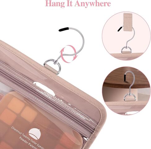 Toiletry Bag for Women, Travel Toiletry Bag with Hanging Hook Makeup Organizer, Waterproof Large Capacity Travel Bag for Accessories, Shampoo, Full Sized Container, Toiletries,Pink in Saudi Arabia
