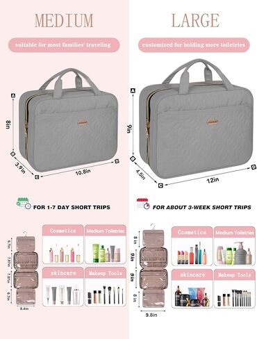 Toiletry Bag for Women, Travel Toiletry Bag with Hanging Hook Makeup Organizer, Waterproof Large Capacity Travel Bag for Accessories, Shampoo, Full Sized Container, Toiletries,Pink in Saudi Arabia