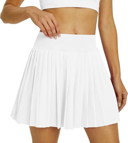 تنانير تنس نسائية بطيات مع شورت جيب باللونين الأبيض والأسود in Kuwait