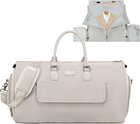 SunBorls 2 in 1 Garment Duffle Bags for Travel, Convertible Garment Bags for Travel Business Women's Suit Bag Long Gown Garment Bag with Separate Shoe Compartment Beige in Saudi Arabia