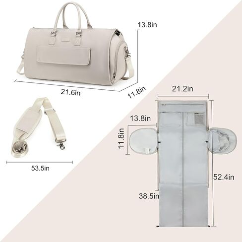 SunBorls 2 in 1 Garment Duffle Bags for Travel, Convertible Garment Bags for Travel Business Women's Suit Bag Long Gown Garment Bag with Separate Shoe Compartment Beige in Saudi Arabia