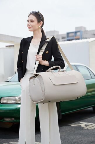SunBorls 2 in 1 Garment Duffle Bags for Travel, Convertible Garment Bags for Travel Business Women's Suit Bag Long Gown Garment Bag with Separate Shoe Compartment Beige in Saudi Arabia