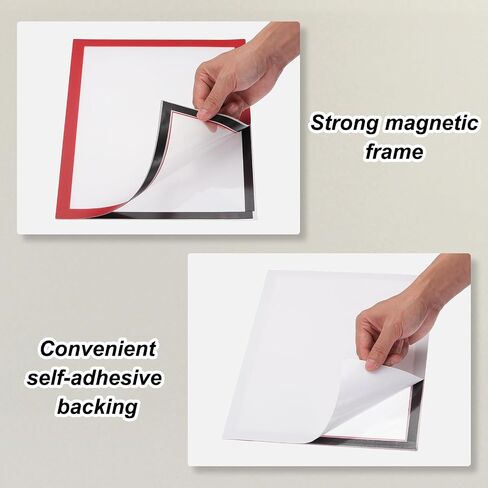 PATIKIL Magnetic Sign Holder, 20 Pack A4 Magnetic Picture Frame Poster Photo Holder with Adhesive Backing for Walls Window Door Display, Frosted Silver in Saudi Arabia