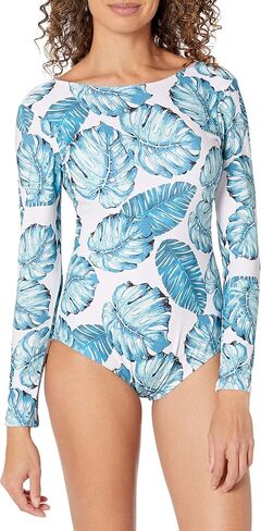 Women's Long Sleeve Bathing Suit One Piece Swimsuit Floral Print Backless Swimwear in Saudi Arabia