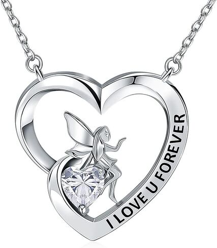 Girl's Heart Pendant Necklace Sterling Silver Jewelry Gift for Girlfriend Daughter in Saudi Arabia