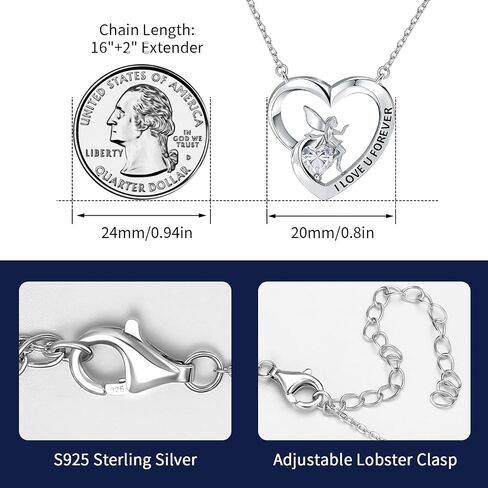 Girl's Heart Pendant Necklace Sterling Silver Jewelry Gift for Girlfriend Daughter in Saudi Arabia