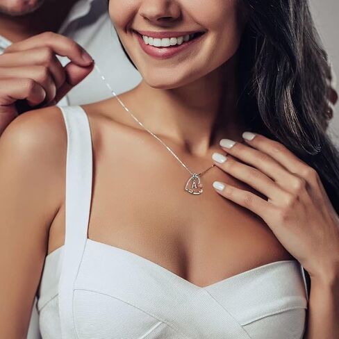 Yesteel Rose Heart Initial Necklaces Gifts for Women Teen Girls, Silver Plated Heart Initial Letter Pendant Necklace Jewelry Valentines Birthday Gifts for Her Girlfriend Wife Mom in Saudi Arabia