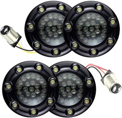 أضواء النسر 2؟ مجموعة إشارة الانعطاف LED الأمامية والخلفية (1157) من Infinity Beam مع أغطية حلقة إضاءة LED للتشغيل للدراجات النارية Harley Davidson in Kuwait