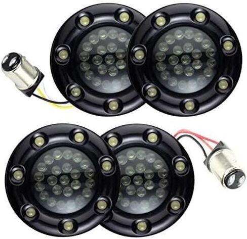 أضواء النسر 2؟ مجموعة إشارة الانعطاف LED الأمامية والخلفية (1157) من Infinity Beam مع أغطية حلقة إضاءة LED للتشغيل للدراجات النارية Harley Davidson in Kuwait