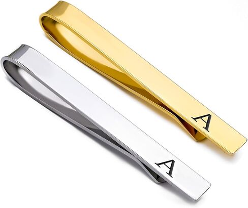 GWD Stainless Steel Tie Clips for Men Personalized Initial Tie Clip Classic Gold Silver Tie Bar Set in Saudi Arabia