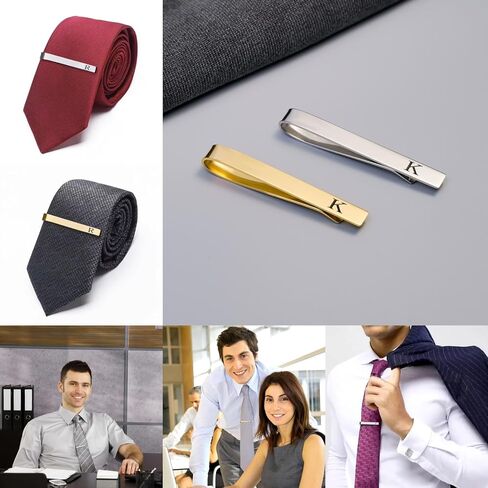GWD Stainless Steel Tie Clips for Men Personalized Initial Tie Clip Classic Gold Silver Tie Bar Set in Saudi Arabia