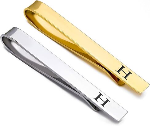 GWD Stainless Steel Tie Clips for Men Personalized Initial Tie Clip Classic Gold Silver Tie Bar Set in Saudi Arabia