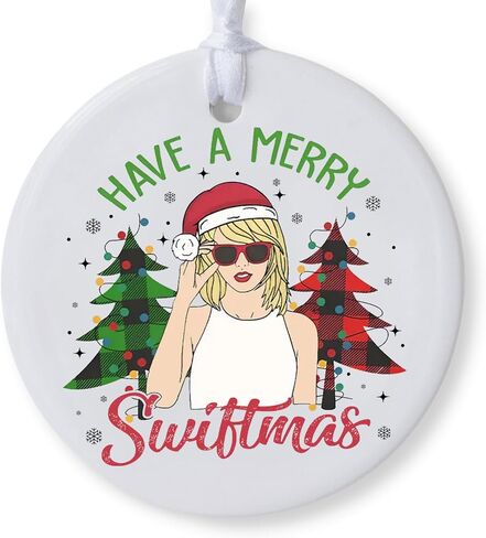 Merry Christmas Ornament, Have a Merry Little Swift Ceramic Christmas Tree Ornament, Gift for Music Lovers, Giftbox Included in Kuwait