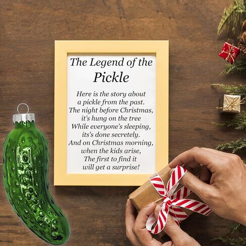 Blown Glass Pickle Ornament for Christmas Tree (1 Piece) Christmas Tree Pickle Ornament 4" Traditional German Game Find The Pickle, Christmas Decoration by 4E's Novelty (Metallic Green) in Saudi Arabia