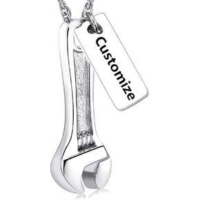 shajwo Wrench Urn Necklace for Ashes for Women Men Human Ashes Stainless Steel Hammer Cremation Jewelry for Ashes Pendant