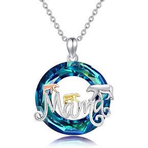 AENEAS Mama Bear Necklace for Women Sterling Silver Crystal Mama Necklace Mamma Polar Bear Jewelry Gifts for Mom Grandmother Women