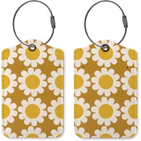 Vintage Retro Luggage Tags for Suitcases,Flower 2 Pack Baggage Tag Label with Steel Loop,Handbag School Bag Backpack Traveling Accessories,Flora Gifts for Women