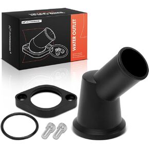A-Premium Water Outlet Replacement for Chevy 265-502 Big-Block Small-Block, Black Aluminum, 45°, 360 Swivel, with O-Ring and 2 Bolts, 4.3L 4.4L 4.6L 4.9L 5.0L 5.4L 5.7L 6.5L 6.6L 7.4L V8