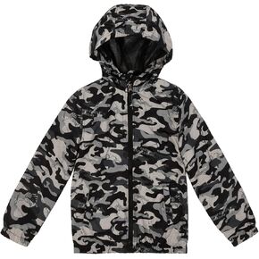 SNOW DREAMS Boys Waterproof Rain Jacket Windbreaker Lightweight Coat Kids Raincoat Outerwear Grey Camo Size 10