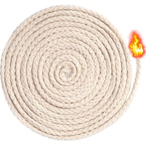 32.8 Ft 1/8in Diameter Oil Lamp Wicks, Round Cotton Lamp Wicks Burner, Braided Candle Replacement Wicks for Alcohol Kerosene Lamp Torches Lantern- Beige