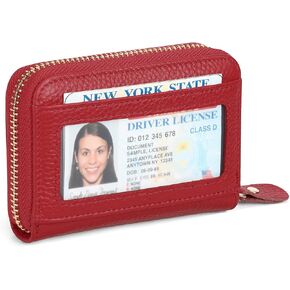 SENDEFN Leather Wallet Women RFID Blocking Small Compact Wallets Credit Card Holder with ID Window