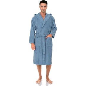 TowelSelections Mens Hooded Robe, Premium Cotton Terry Cloth Bathrobe, Soft Bath Robes for Men