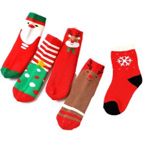 YXBQueen Kids Fuzzy Socks Children Christmas Socks Christmas Crew Socks Kids Christmas Socks Santa Claus for Boys Girls Xmas