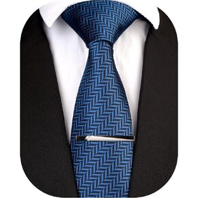 Mens Tie Silk Necktie and Tie Clip Gift Box Set for Party Wedding Formal