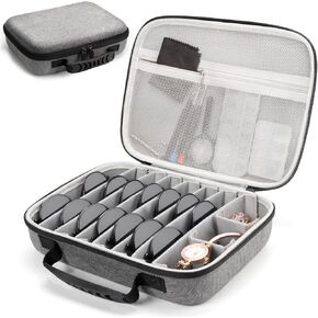Travel Sunglass Organizer Case, Eyeglasses Organizer Storage with Adjustable Slots, Trendy Sunglasse Holder Box Multiple Pairs Polarized Sunglasses Men Women