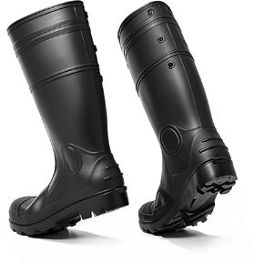 Ubon Men's Steel Toe PVC Rubber Rain Boots for Agriculture Waterproof Fishing Outdoor Anti-Slip Work and Garden Shoes
