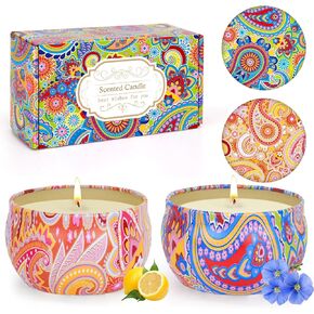 Candles Gifts for Women, Small Candles for Home Scented, Natural Soy Wax Holiday Candle Gifts Set for Christmas, Birthday, Thanksgving, Mothers Day, Valentine's Day 2 Pack