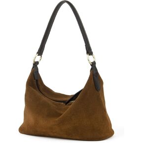 Slouchy Brown Suede Crescent Hobo Bag for Women, Suede Trendy Shoulder Satchels Bag and Work Tote Bags for Women