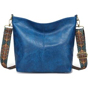 Hobo Bag for Women Crossbody Handbags Large Designer Ladies Bucket Purse PU Leather Shoulder Bags with Wide Shoulder Strap
