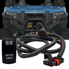 Pod Lights On/Off Rocker Switch with Power Busbar Plug Wire Harness Kit Compatible with Pulse Bus Bar 2019-2024 Polaris RZR Trail S 900/1000 Xpedition XP ADV Ultimate Northstar Premium Models