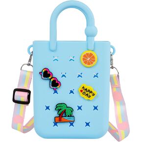 Silicone hole handbag toddler purse with adjustable shoulder strap can be DIY decoration, girls birthday gift