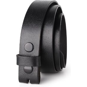 F&L CLASSIC Belt for Buckles 100% Full Grain One Piece Leather Belt, w/Snaps for Interchangeable Buckles,1.25" wide,