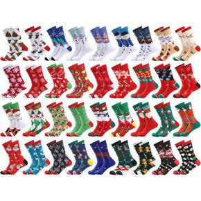 Handepo 36 Pairs Christmas Crew Socks Bulk Christmas Socks Soft Cotton Christmas Socks Set Warm Women Funny Xmas Socks for Gift (Vivid Style)